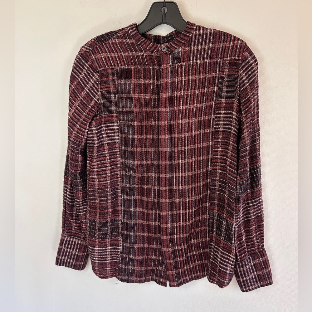 BILLY REID Plaid Italian Button Top Heritage Equestrian Academia Viscose Size XS - Picture 3 of 16